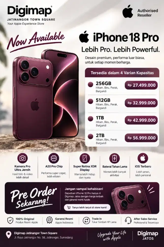 IPHONE 18 PRO SUDAH READY STOCK DI DIGIMAP JATOS!