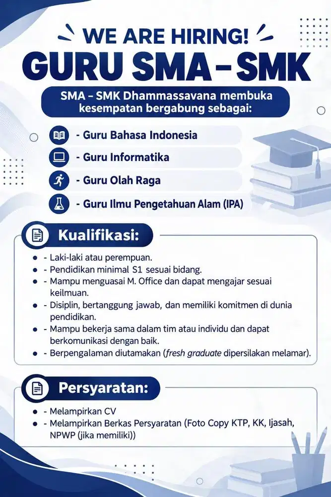 Dibutuhkan guru SMP SMA SMK