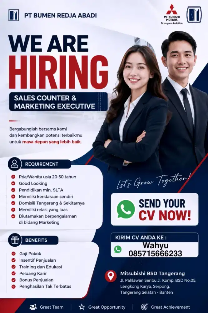 LOWONGAN PEKERJAAN SALES MITSUBISBI BSD