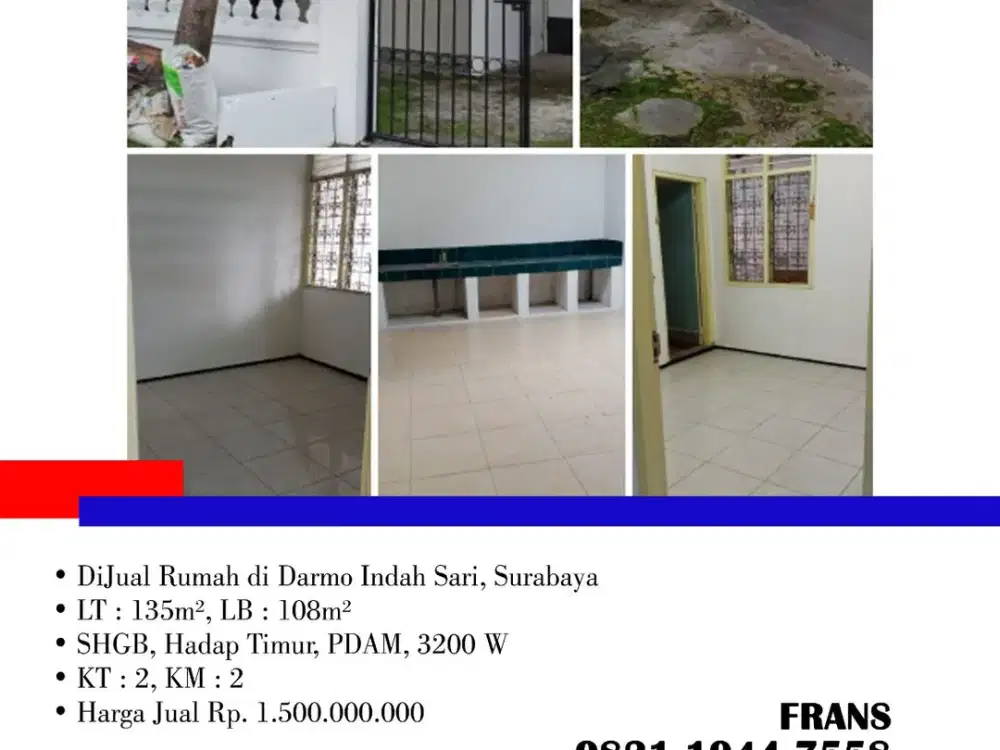 DiJual Cepat Rumah di Darmo Indah Sari, Surabaya