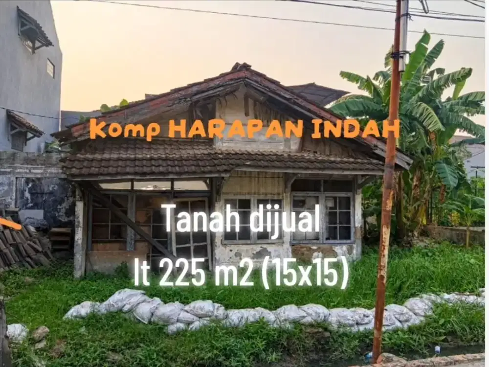 Tanah di Jual  LT:225 (15X15), SHM, Selatan, Harapan Indah, kec. Pejuang, Bekasi