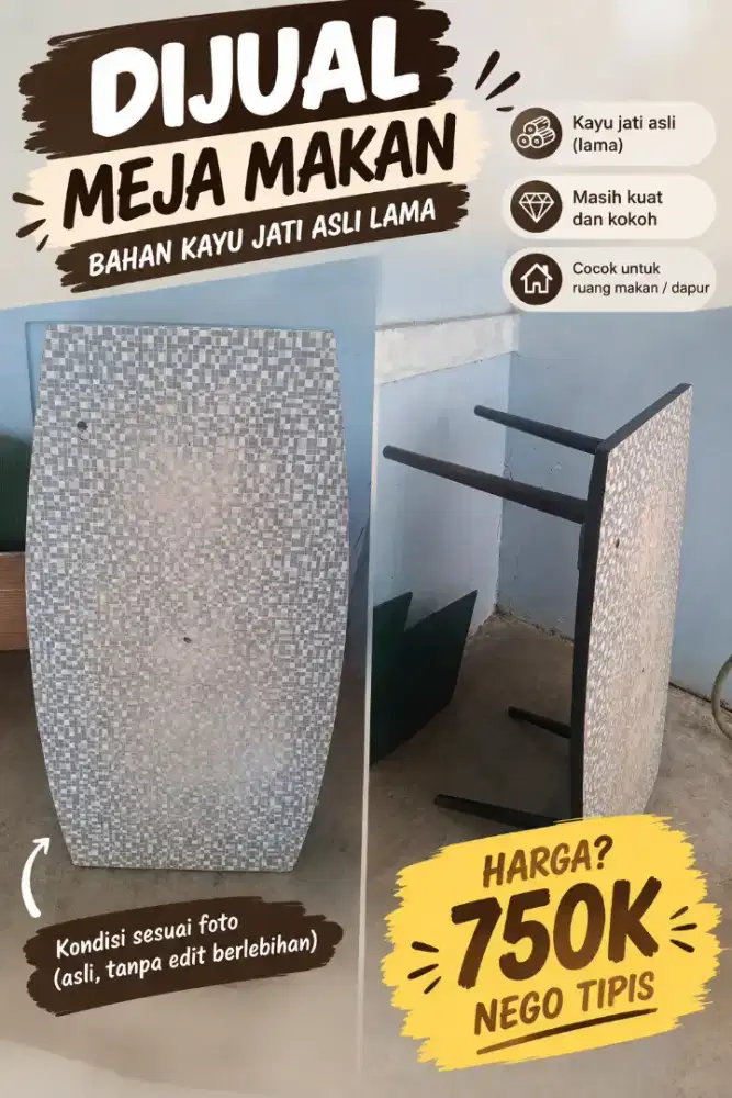DIJUAL MEJA MAKAN KAYU JATI LAMA