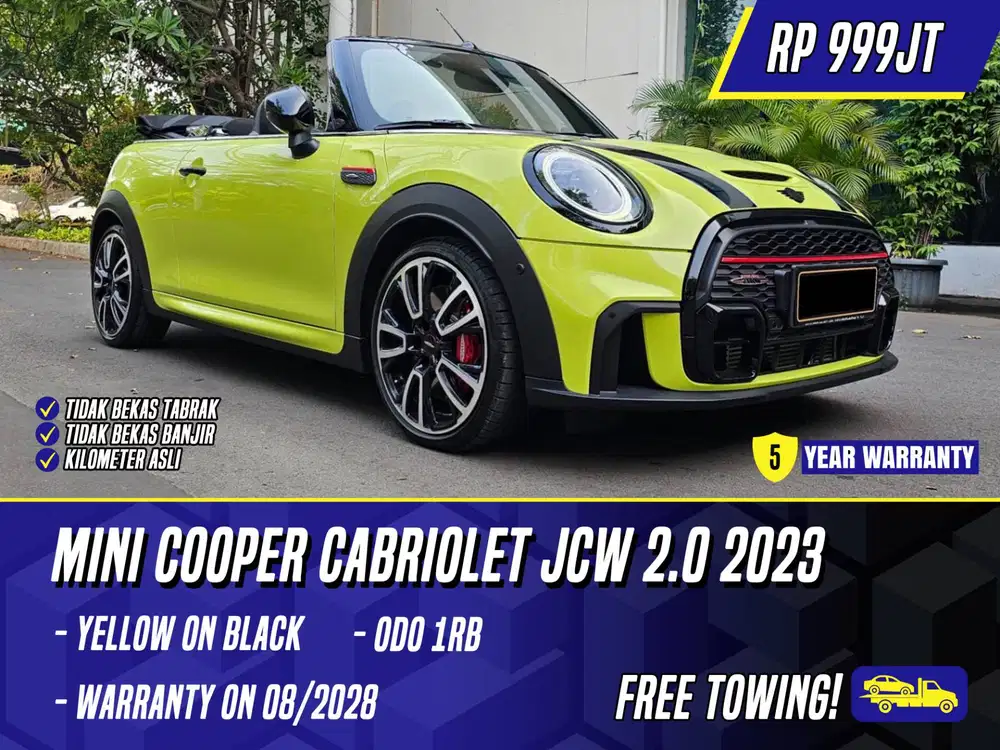 Mini Cooper Cabriolet JCW 2.0 2023 Yellow on Black Kuning John Works
