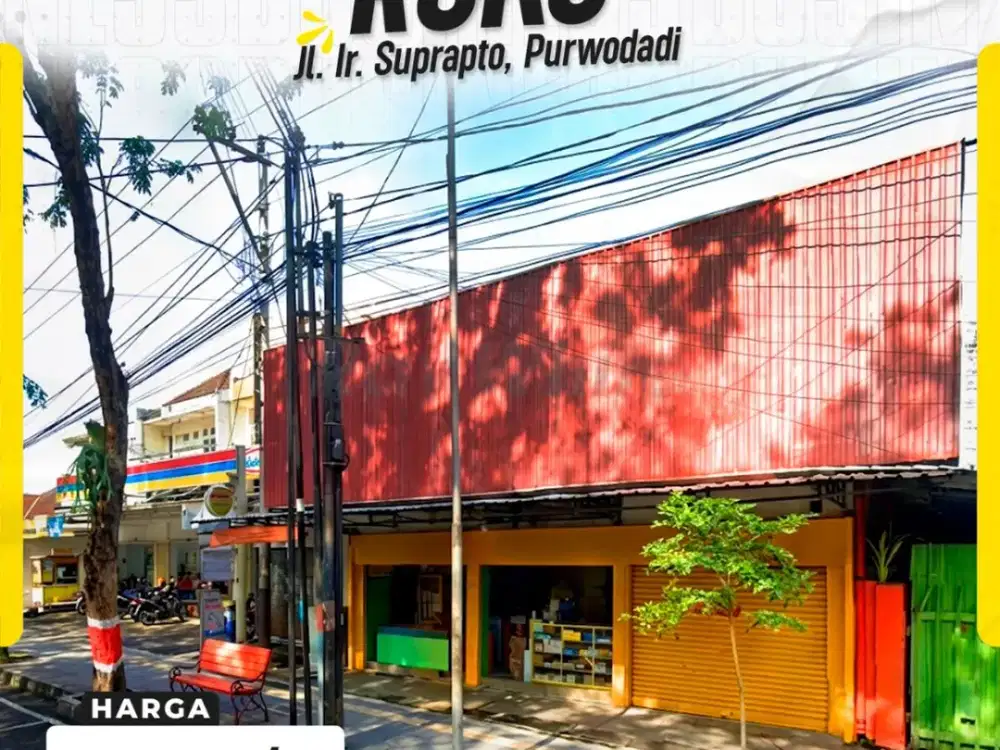 Disewakan Ruko Strategis di Jl. Ir. Suprapto, Purwodadi