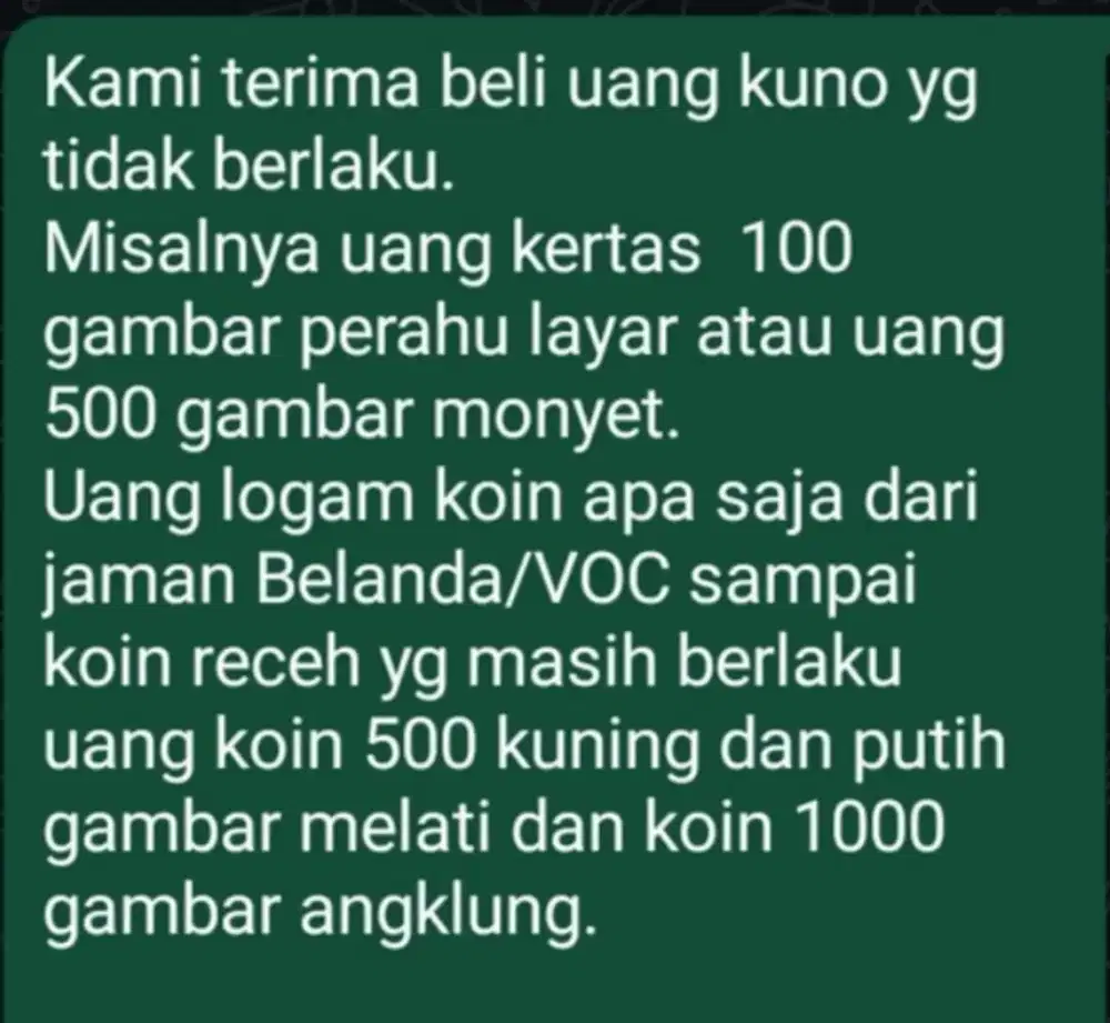 Uang kuno dicari Lowongan Surakarta