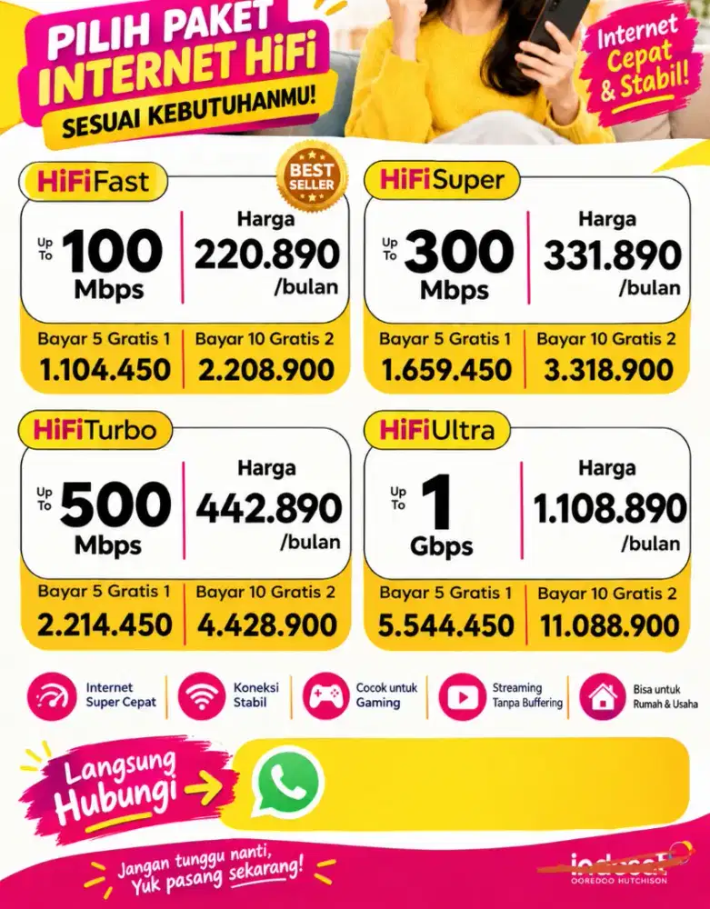 Info pasang baru Indosat hifi