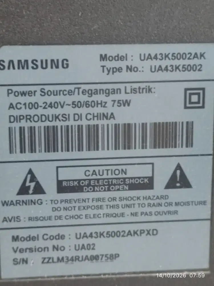 Samsung LED TV 43' layar blank