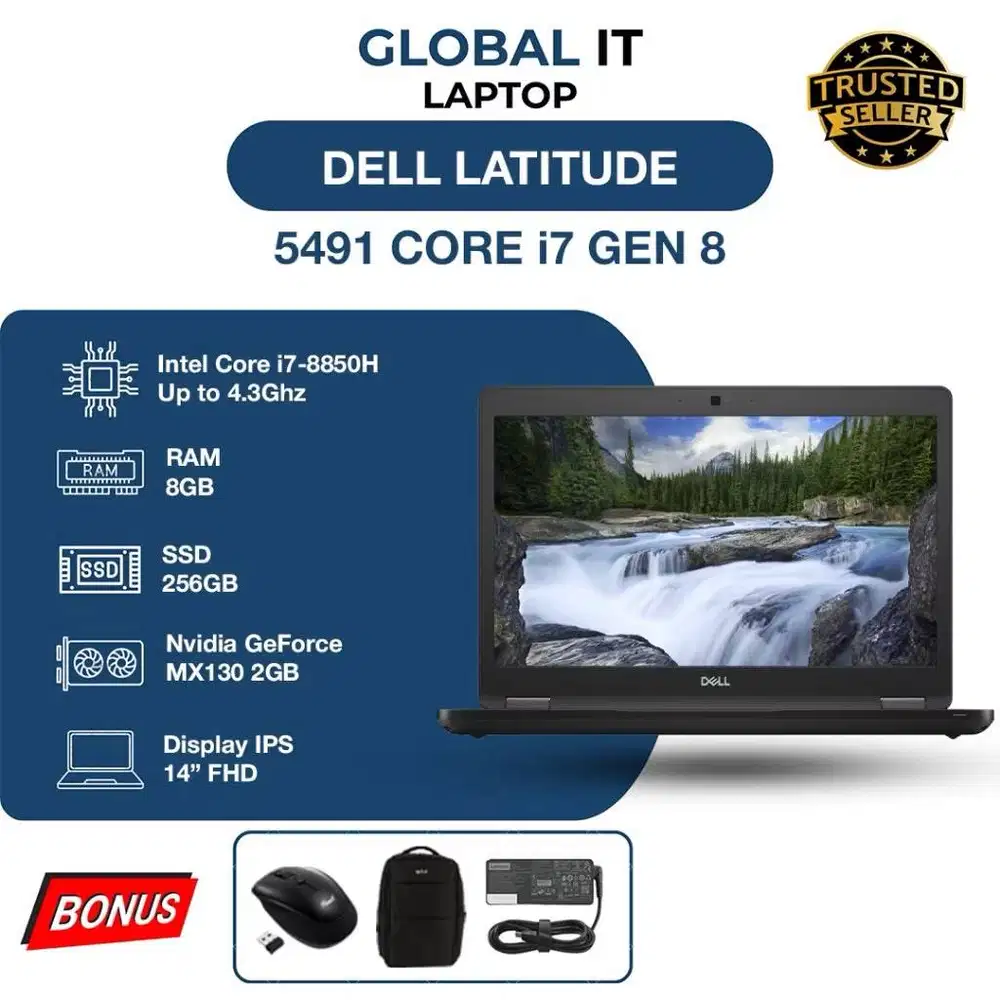 DELL LATITUDE 5491 CORE i7 GEN 8 VGA 2GB NVIDIA Geforce MX130