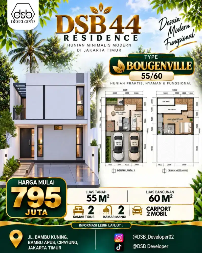 Jual rumah lokasi premium selangkah ke pintu tol bambu apus cipayung