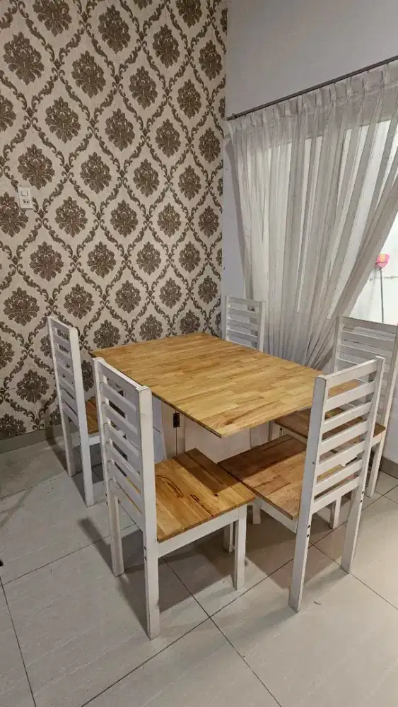 Meja Makan Kayu Minimalis + 6 Kursi | Kokoh & Siap Pakai