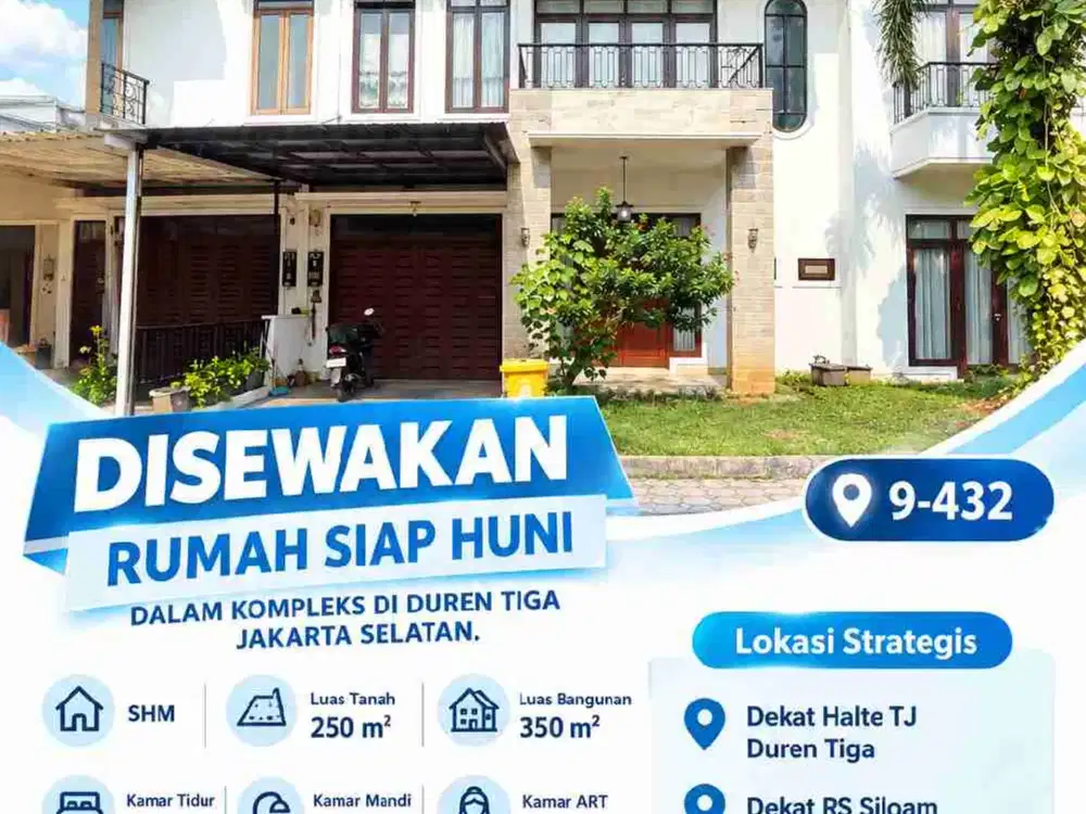 DISEWAKAN RUMAH SIAP HUNI DALAM KOMPLEKS DI DUREN TIGA JAKARTA SELATAN