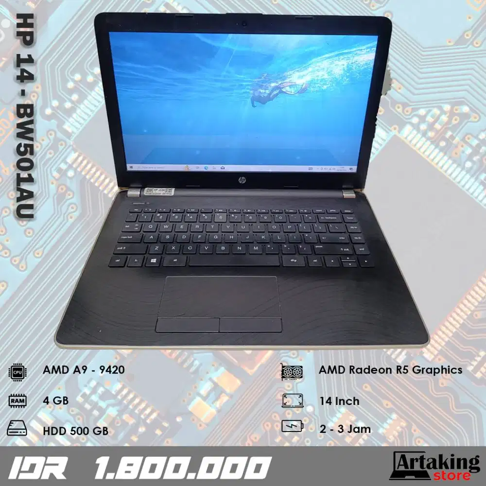 Hp 14 - bw501AU - AMD A9 - Ram 4 GB - Normal Siap Pakai