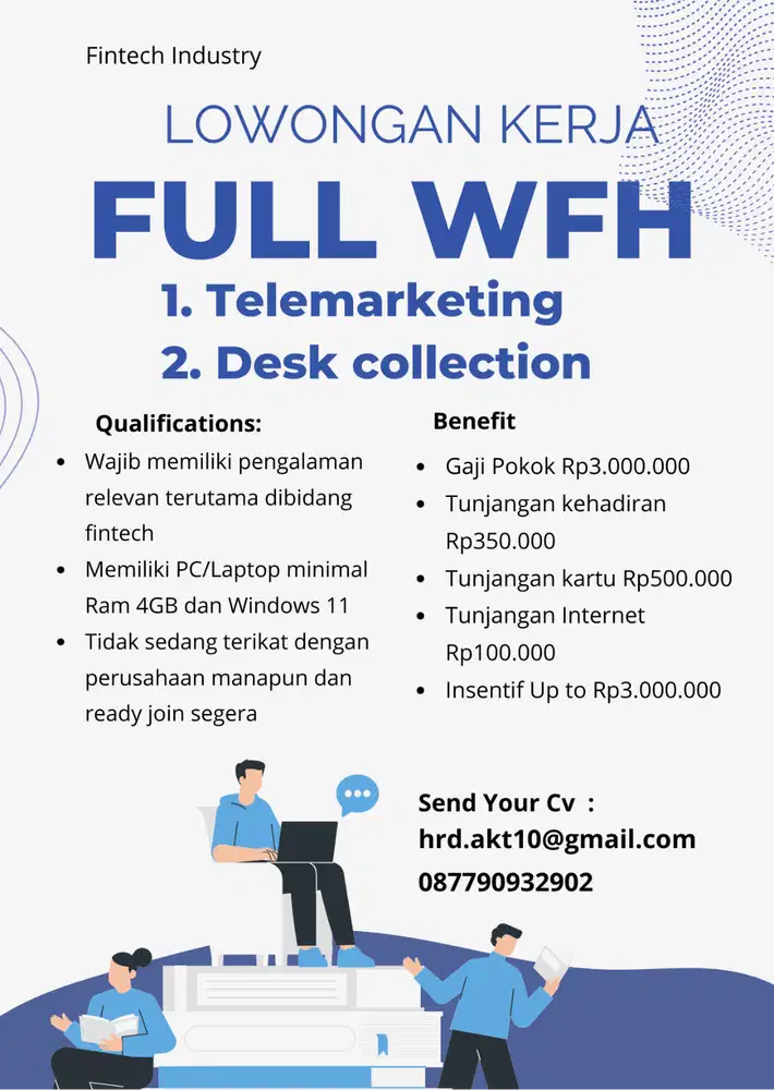 Lowongan pekerjaan Telemarketing dan Desk Collection full WFH