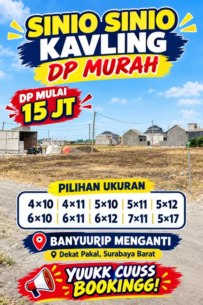 Tanah kavling 200meter jalan poros Dp 15jt angsuran 1jt 5thn