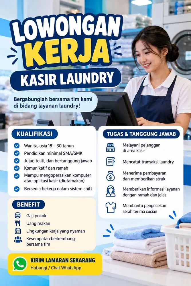 Lowongan kasir laundry di jelambar - jakarta barat