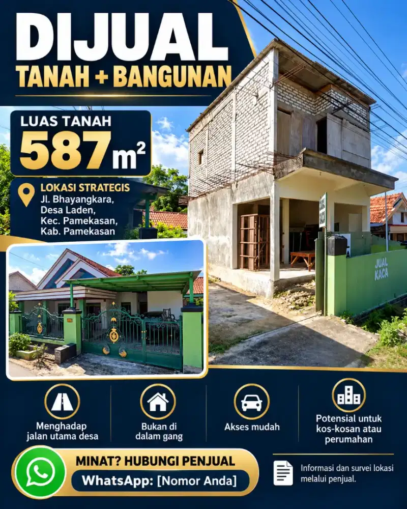 JUAL TANAH BESERTA BANGUNAN