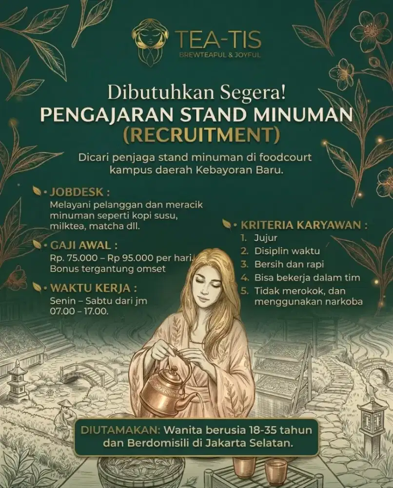 Lowongan jaga booth minuman