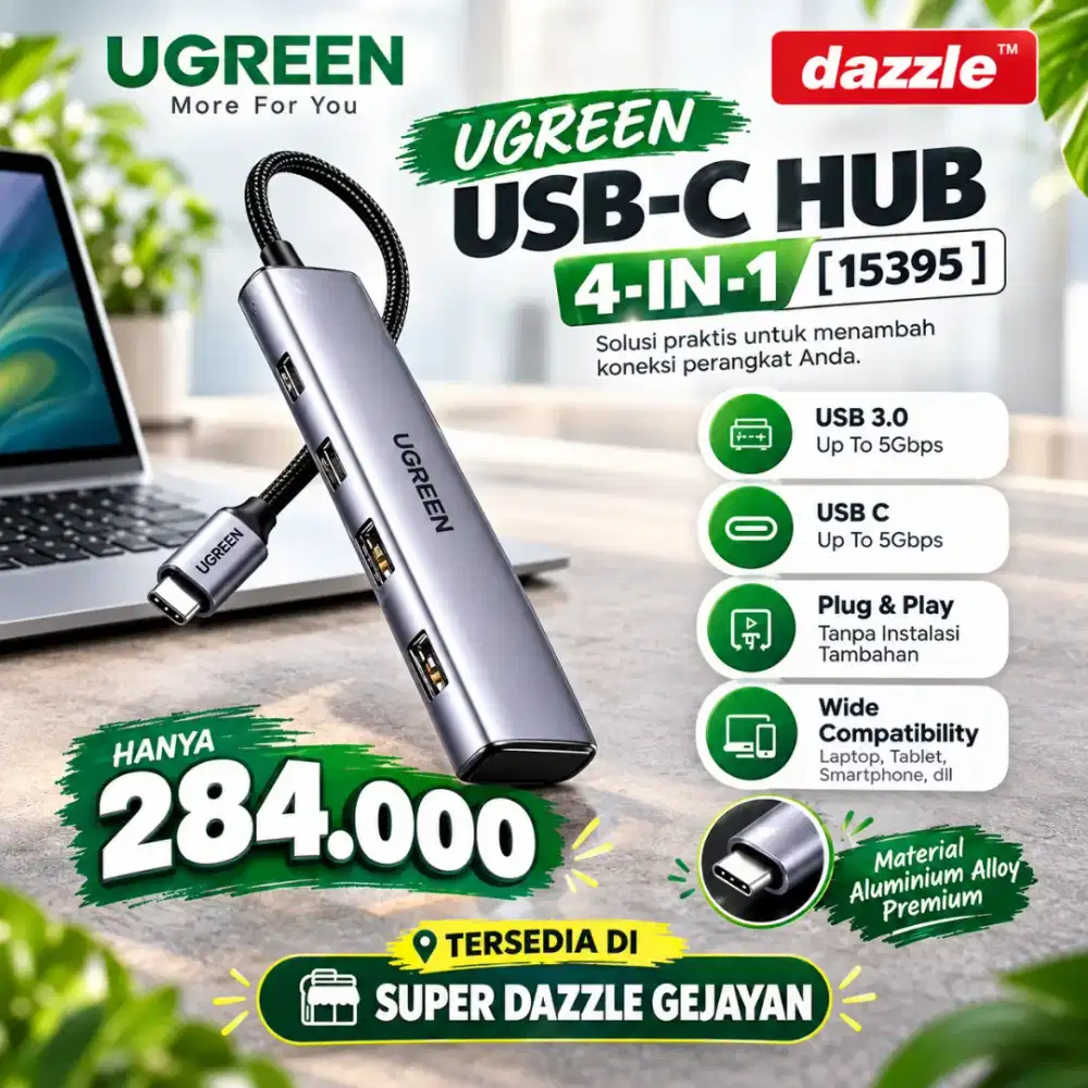 UGREEN TYPE C HUB 4-IN-1 (15395)