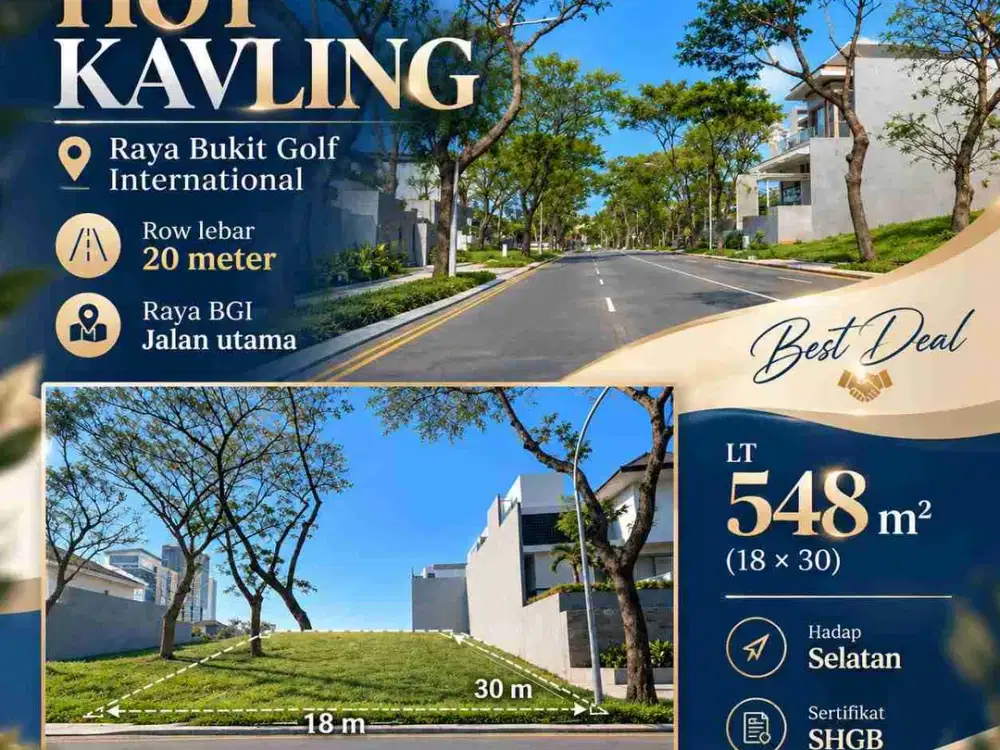 KAVLING SIAP BANGUN DI RAYA BUKIT GOLF INTERNATIONAL CITRALAND SURABAYA

 Raya Bukit Golf International

Row Lebar 20 Meter
Raya BGI Jalan utama

LT 548 m² (18×30)
Selatan |  HGB
Price Rp 17.8jt/m² Nego

Best Deal