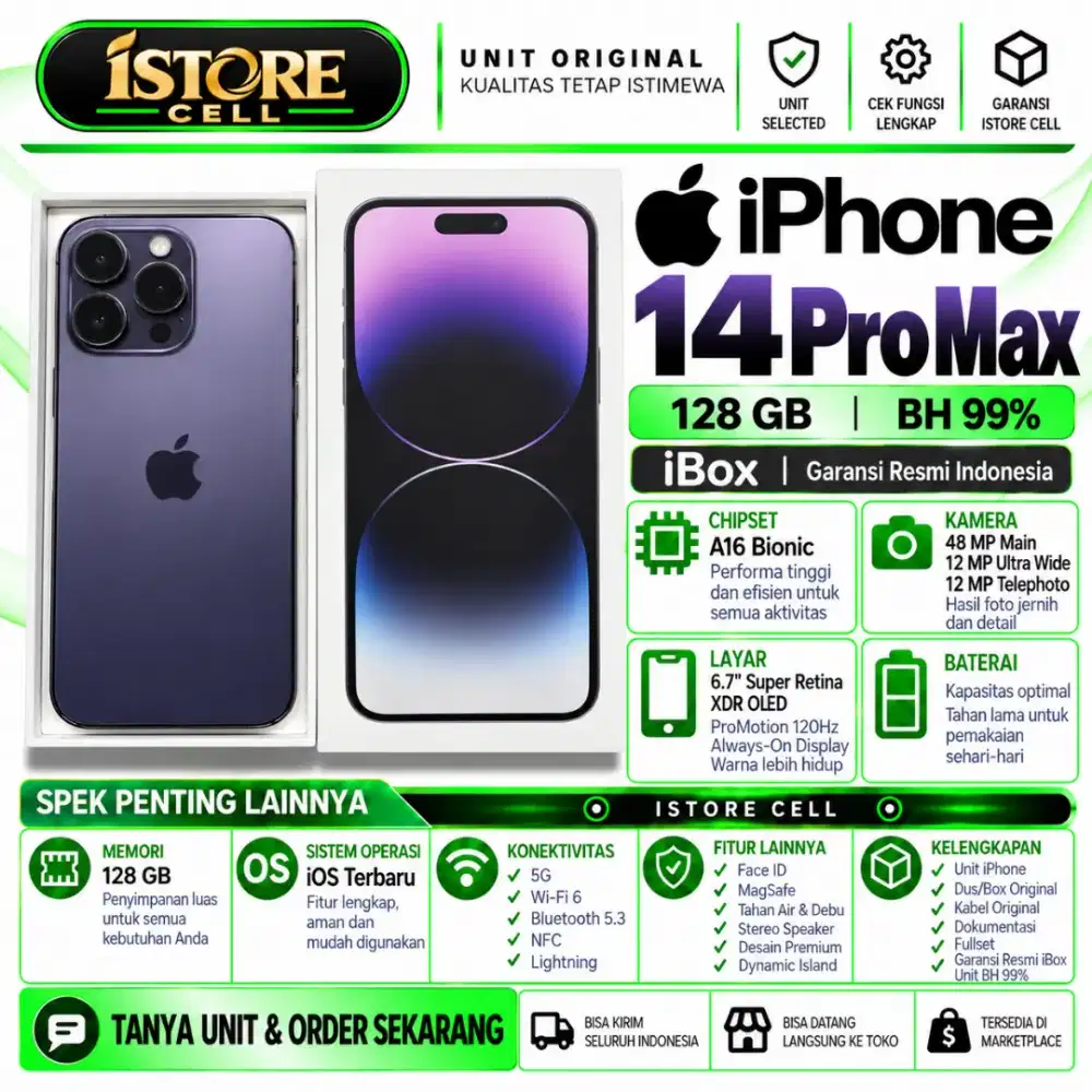 SECOND IPHONE 14 PRO MAX 128GB Garansi Resmi iBox