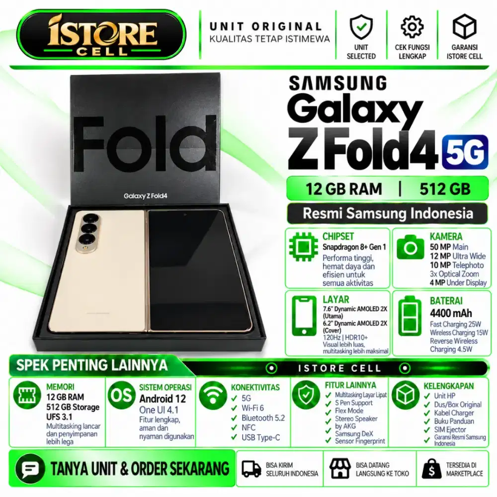 SECOND SAMSUNG Z FOLD 4 5G 12/512 Garansi Resmi Sein Samsung
