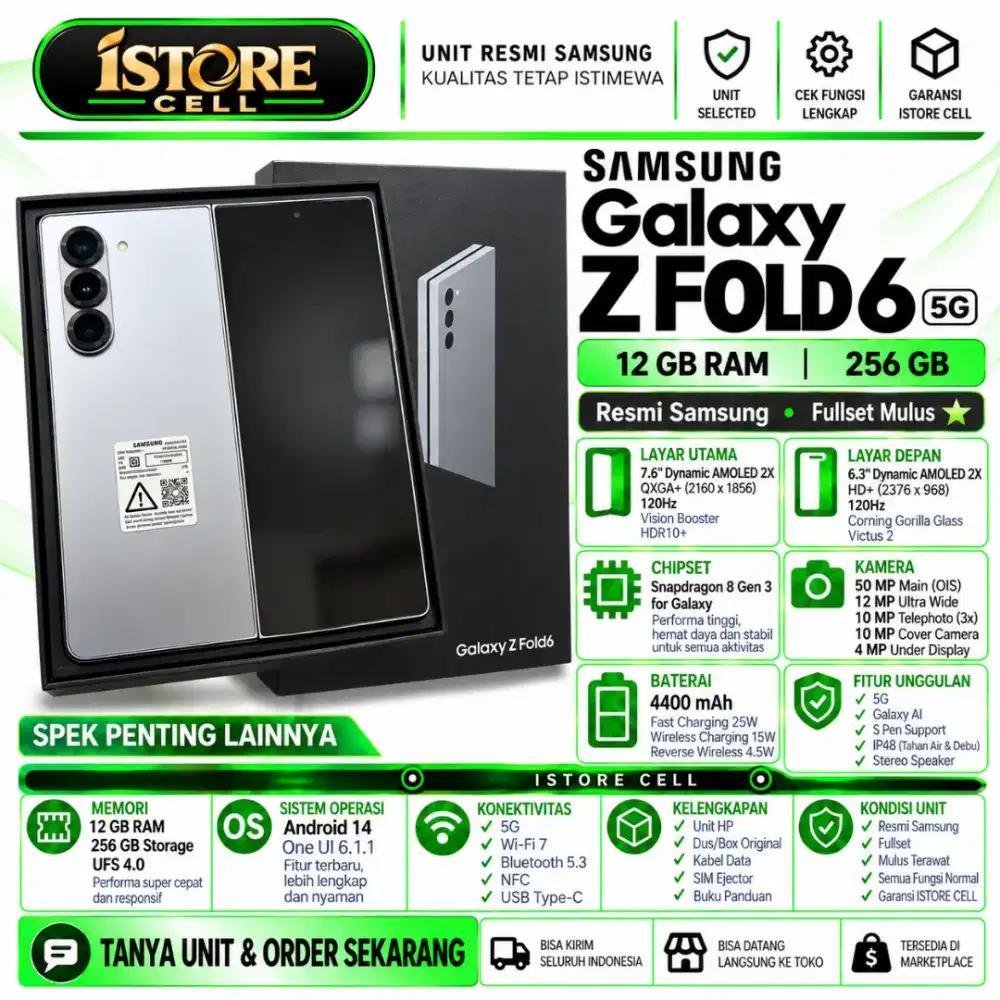 SECOND SAMSUNG Z FOLD 6 5G 12/256 Garansi Resmi Sein Samsung