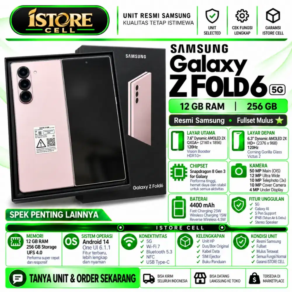 SECOND SAMSUNG Z FOLD 6 5G 12/256 Garansi Resmi Sein Samsung