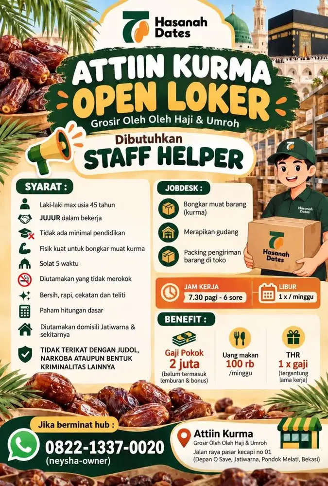 DIBUTUHKAN SECEPATNYA STAFF HELPER