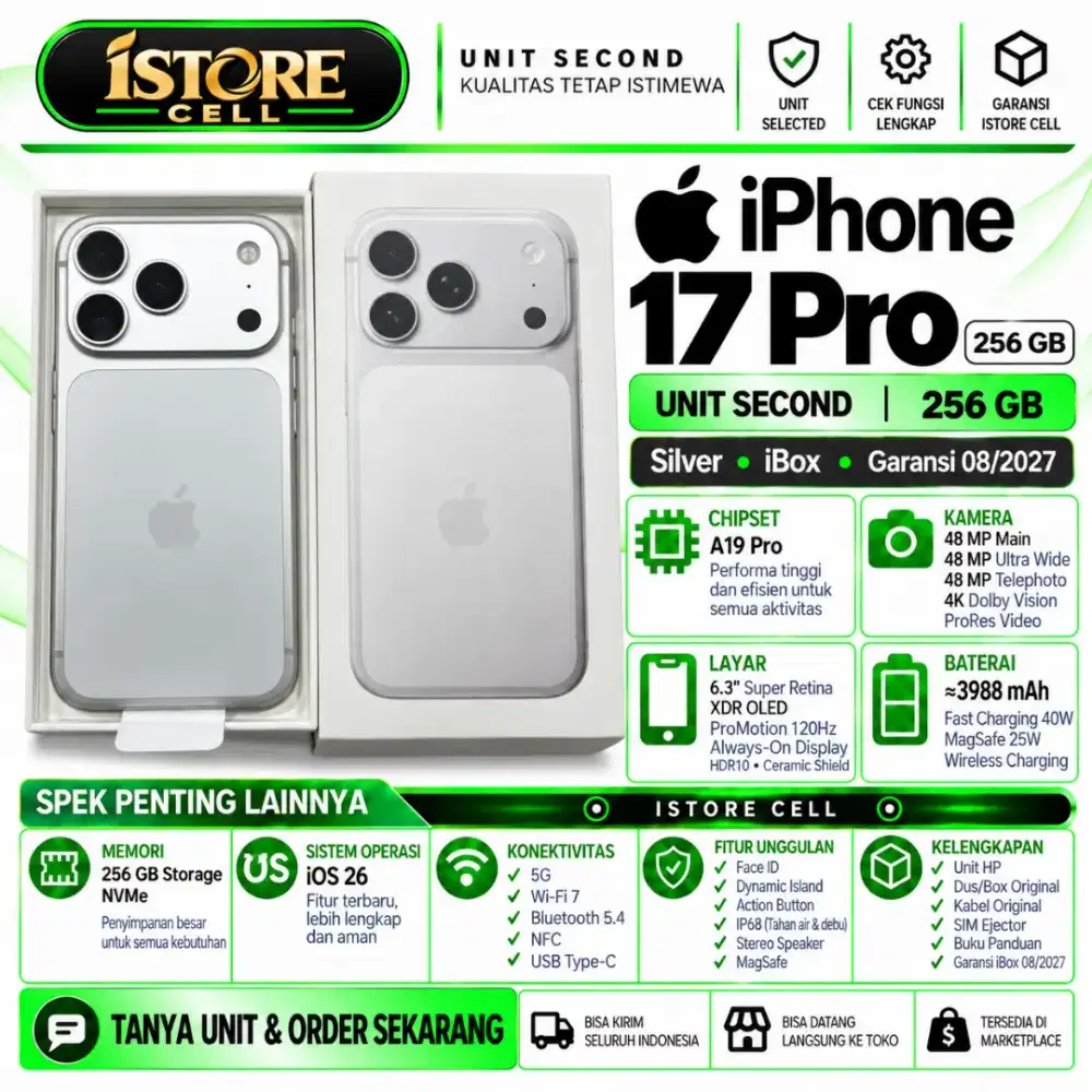SECOND IPHONE 17 PRO 256GB Garansi Resmi iBox