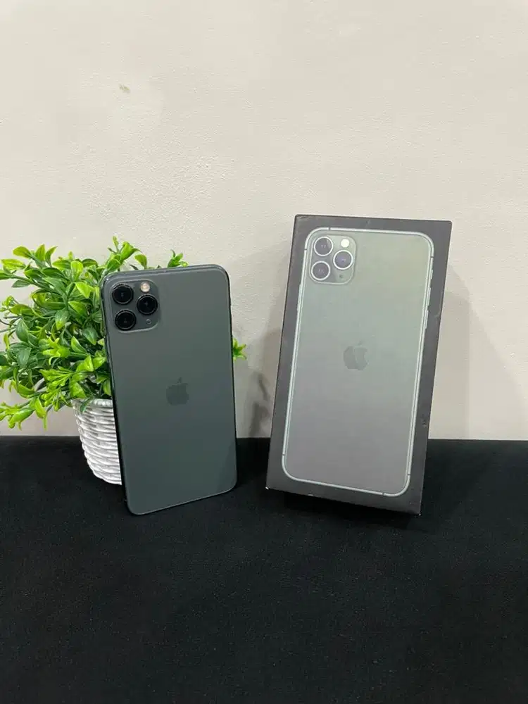 IPhone 11 ProMax 256GB Midnight Greeb mulus Fullset BH 100% Permanent