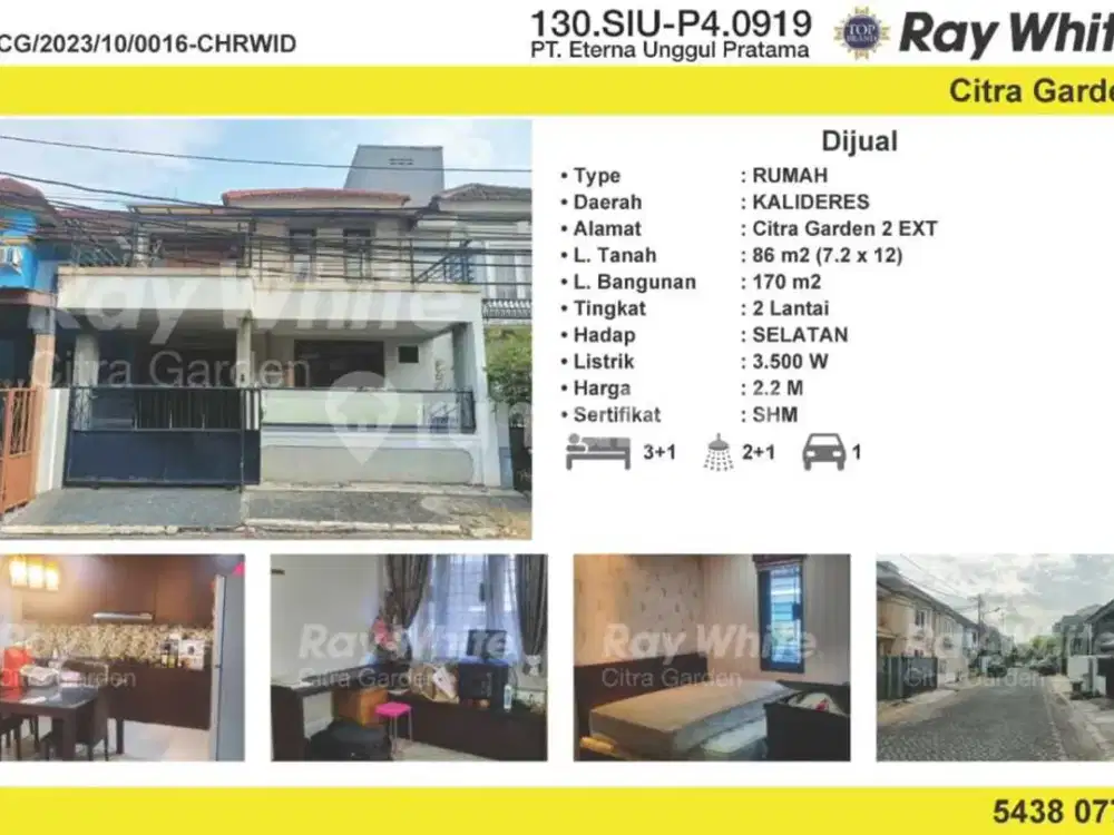 Jual Rumah MURAH SHM Citra Garden 2 Extention, JakBar 0016-CHRWID