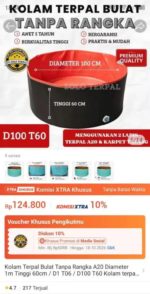Kolam ikan terpal ada 4