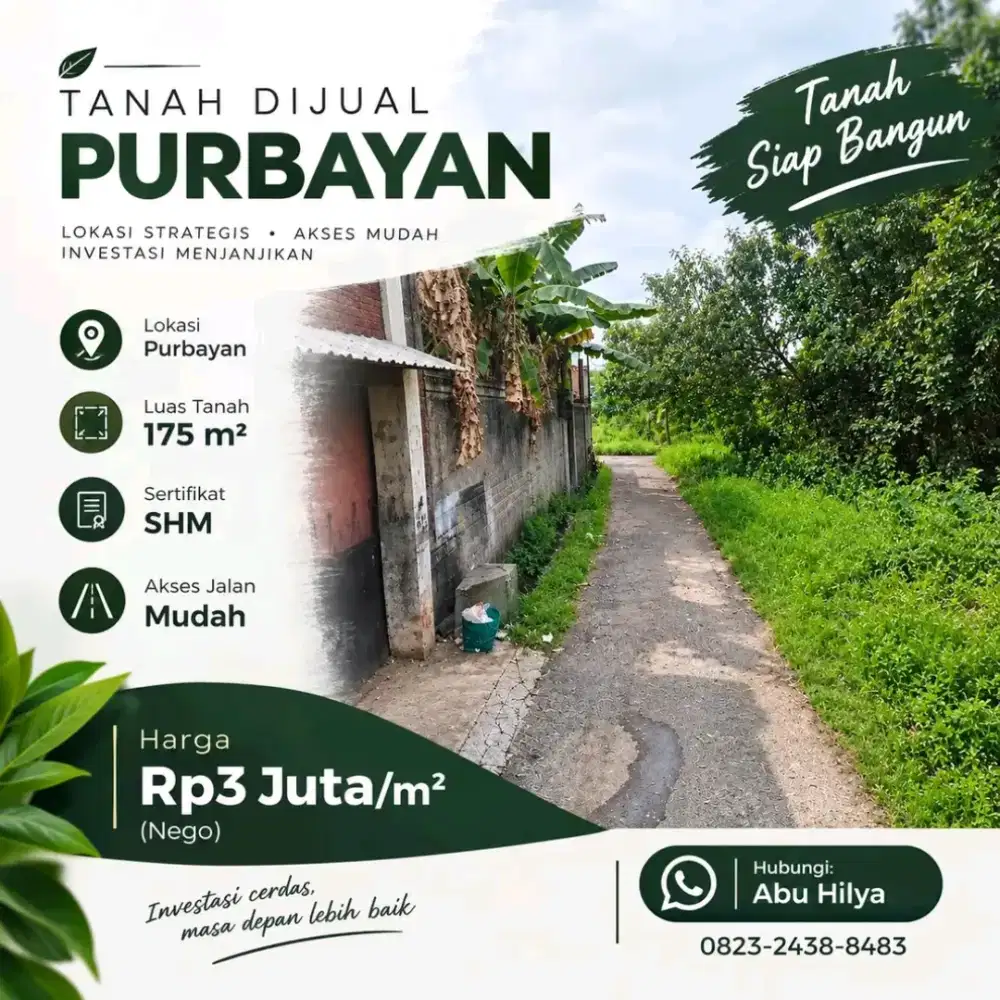 Bu Tanah Dijual Purbayan Dekat Luwes Gentan Sukoharjo
