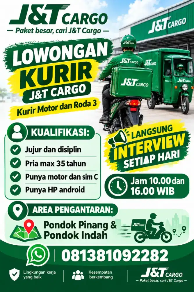 Dibuka lowongan kurir J&T Cargo