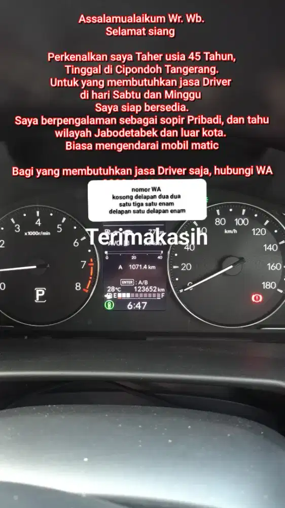 Sopir Pribadi siap dalam dan luar kota