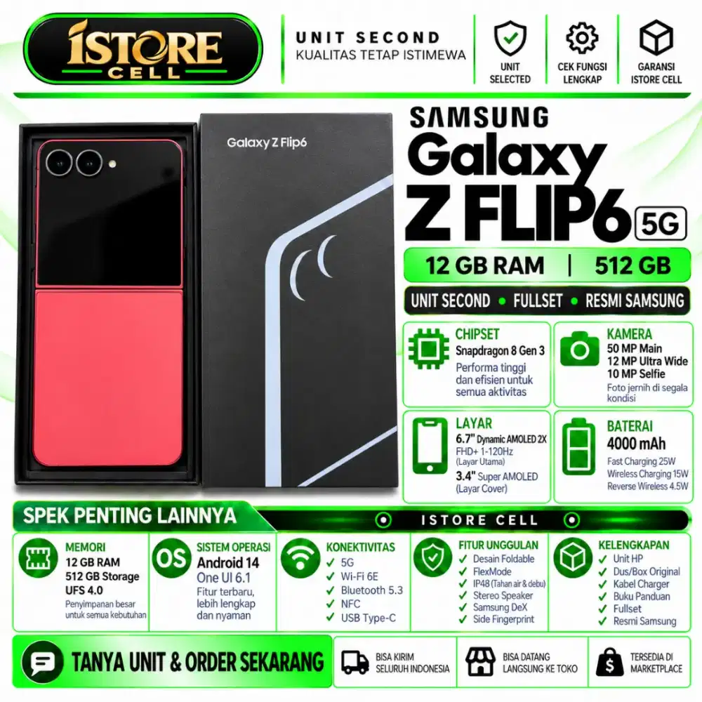 SECOND Z FLIP 7 5G 12/512 Garansi Resmi Sein Samsung