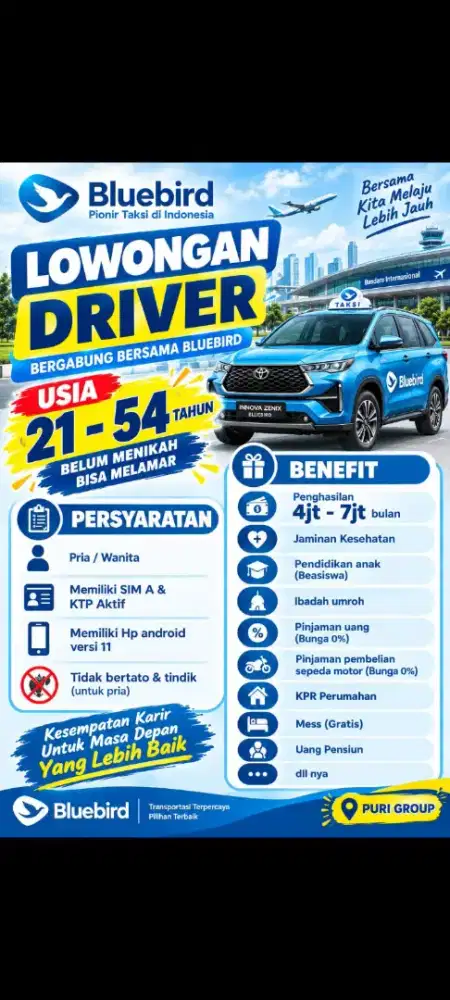 Di butuhkan driver taxi airport