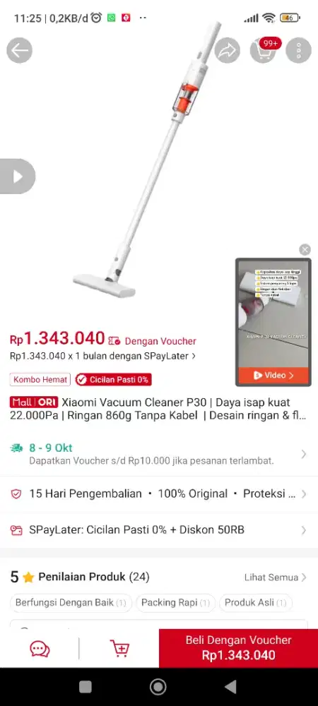 Jual vacum xiaomi p30 dpt hadiah kantor