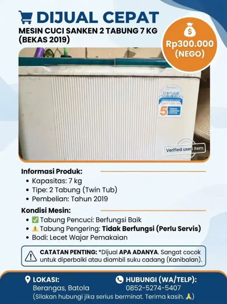 Dijual cepat mesin cuci