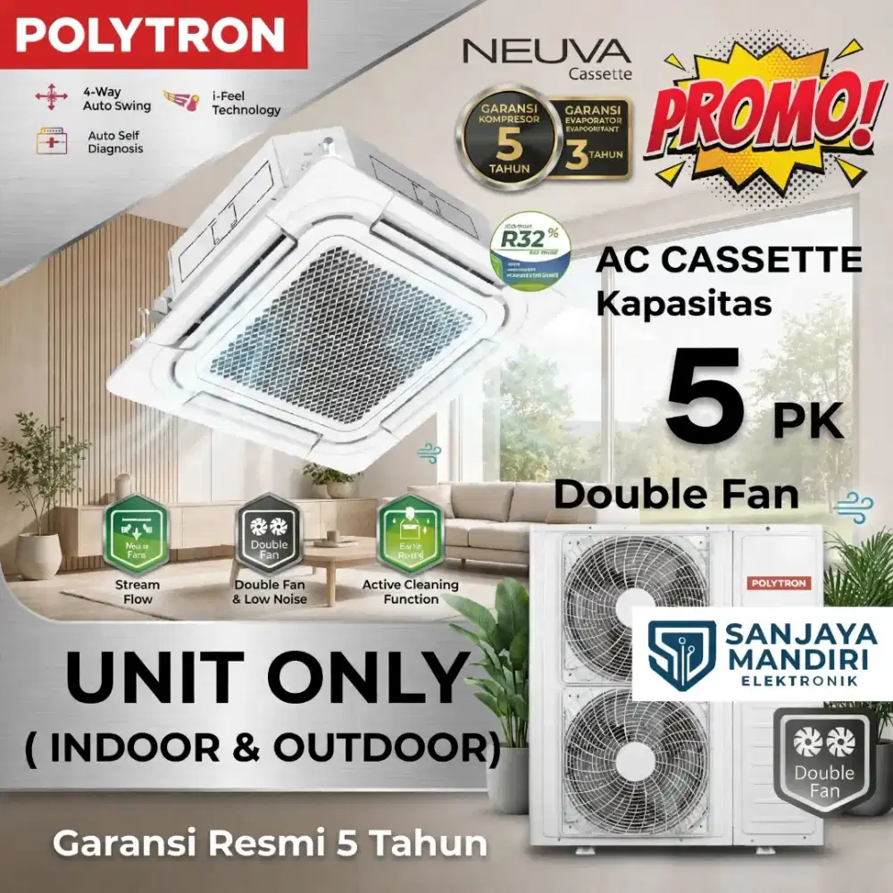 POLYTRON AC CASSETTE 5 PK NEUVA 3 PHASE 4-Way Auto Swing Louver I-Feel