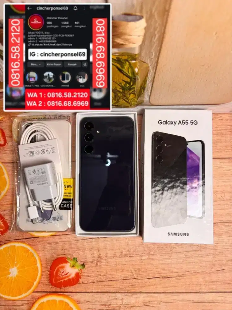 Jual hp samsung A55 5G 8/256 istimewa siap pakai free ADAPTOR n case