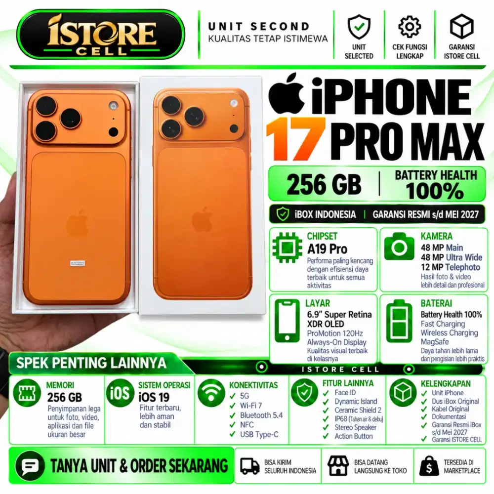 SECOND IPHONE 17 PRO MAX 256GB Garansi Resmi iBox
