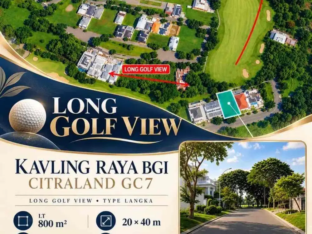 dijual tanah raya bukit golf internasional citraland long golf view surabaya