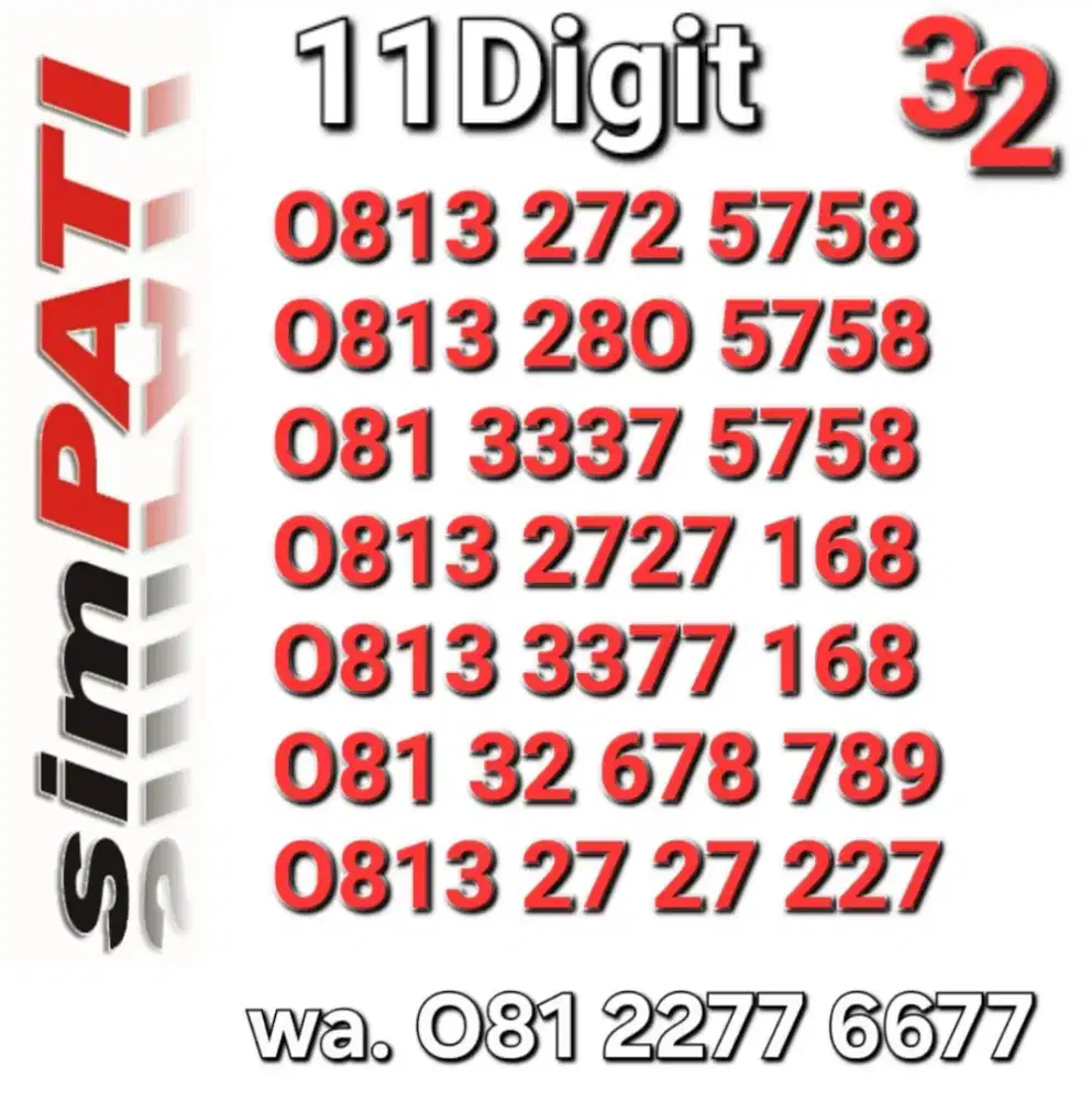 Nomor simpati 11digit double ratusan