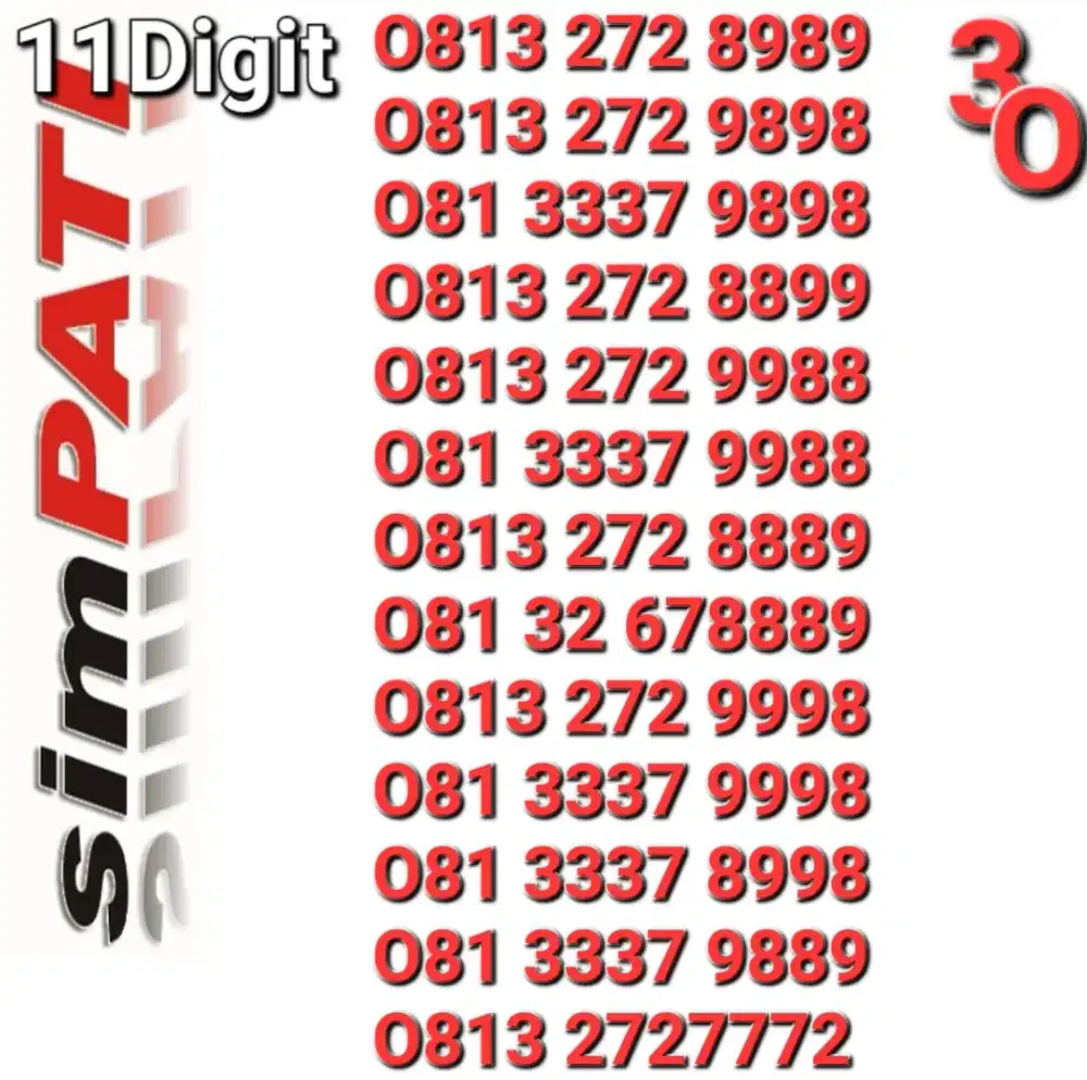 Nomor simpati 11digit 8899 _ 9988