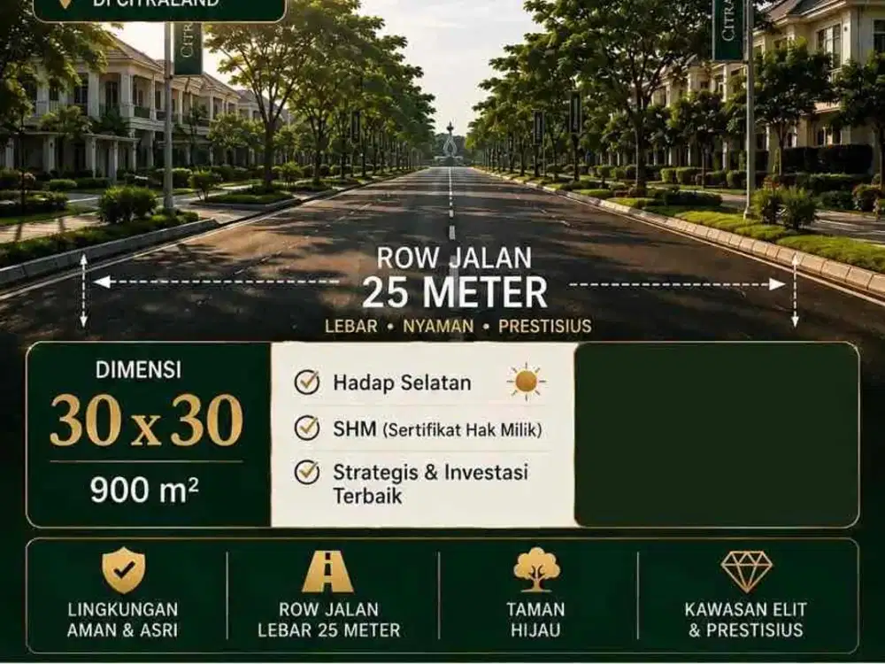 Dijual Tanah Citraland Utama Raya Waterfront surabaya