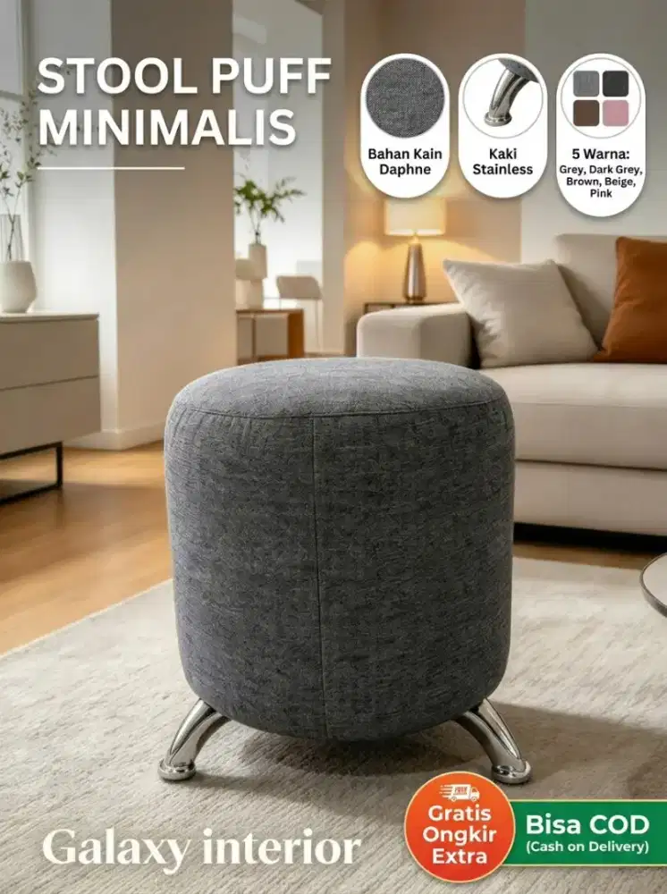 Stool Otoman Minimalis Modern - Kursi Bulat Serbaguna
