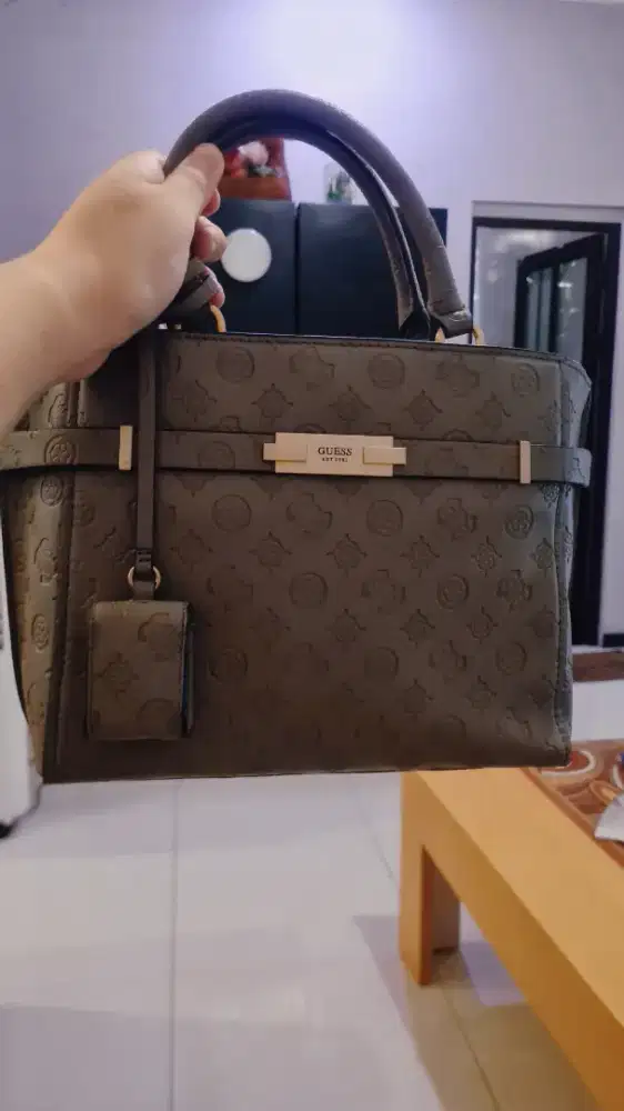 Guess Beq Society Satchel Taupe