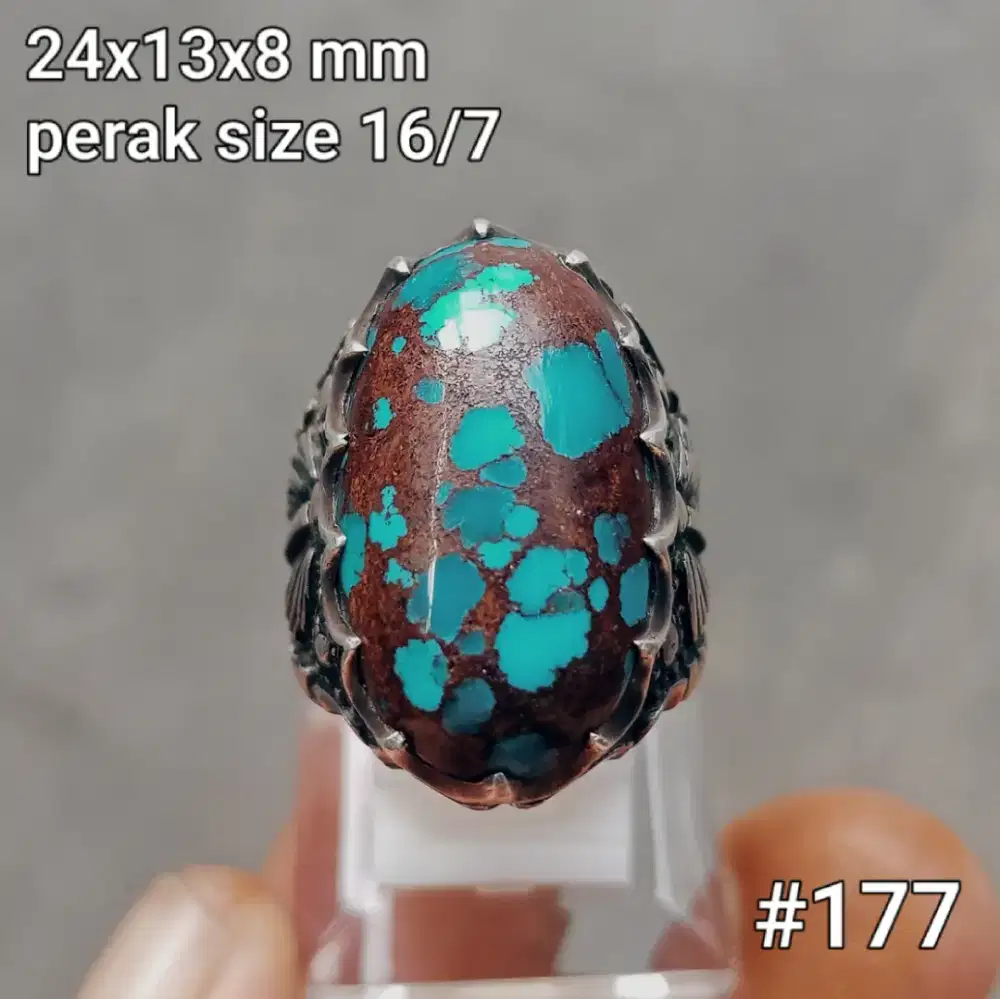 Cincin perak, batu natural tourquise Egypt