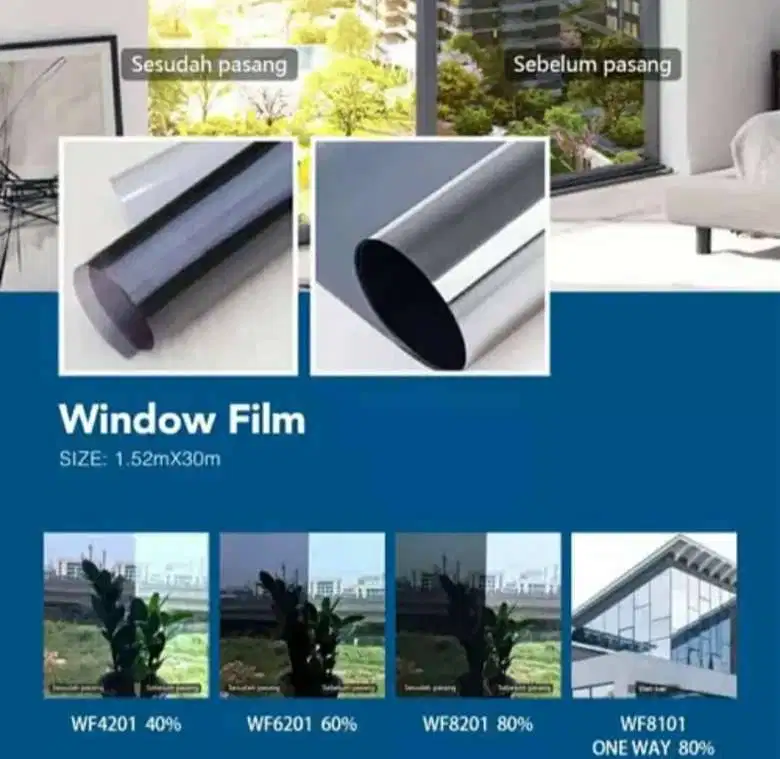Kaca film warna hitam & Silver untuk kaca jendela & pintu rumah kantor